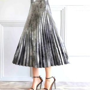 Zara metallic pleated midi skirt